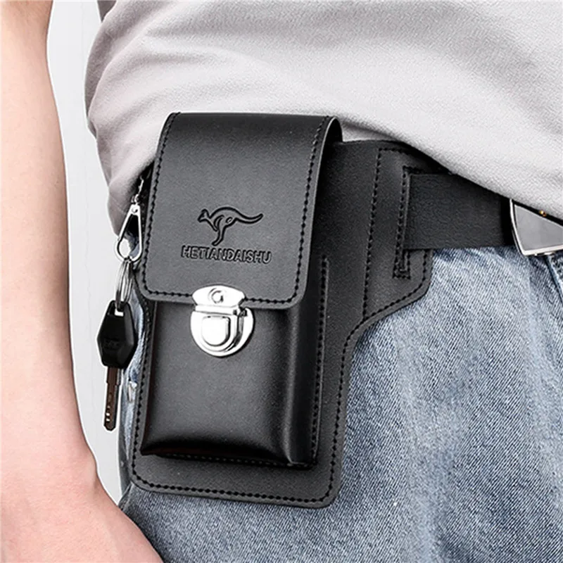 Waist Pack Men Leather Multifunctional