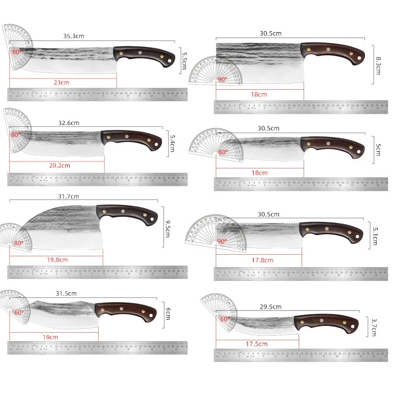 1-8pcs Kitchen Stainless Steel Slicing Knife Sharp Boning Knife Chef Hammer Pattern Japanese Style Universal