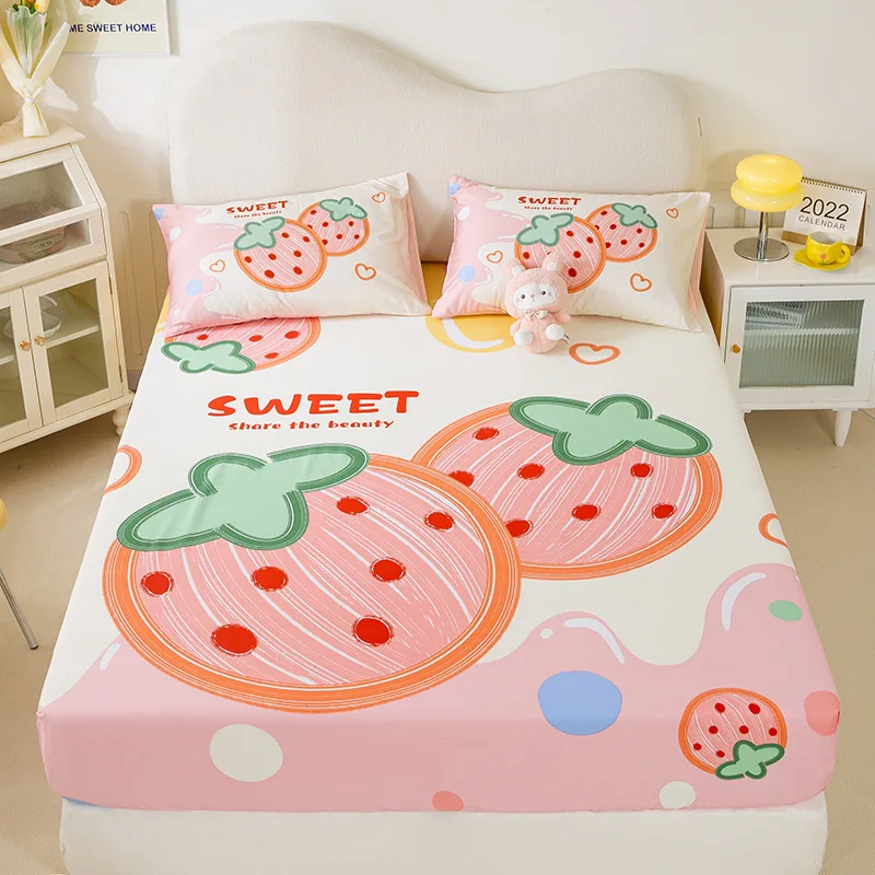 

Cotton large flowered bed fitted sheet simple small fresh bedspread dust-proof fully wrapped bed pad bed cover