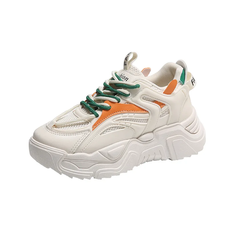 2023 Autumn Women Chunky Sneakers Breathable Mesh Casual Shoes Fashion Trainers Lace-Up Platform Dad Shoes Woman