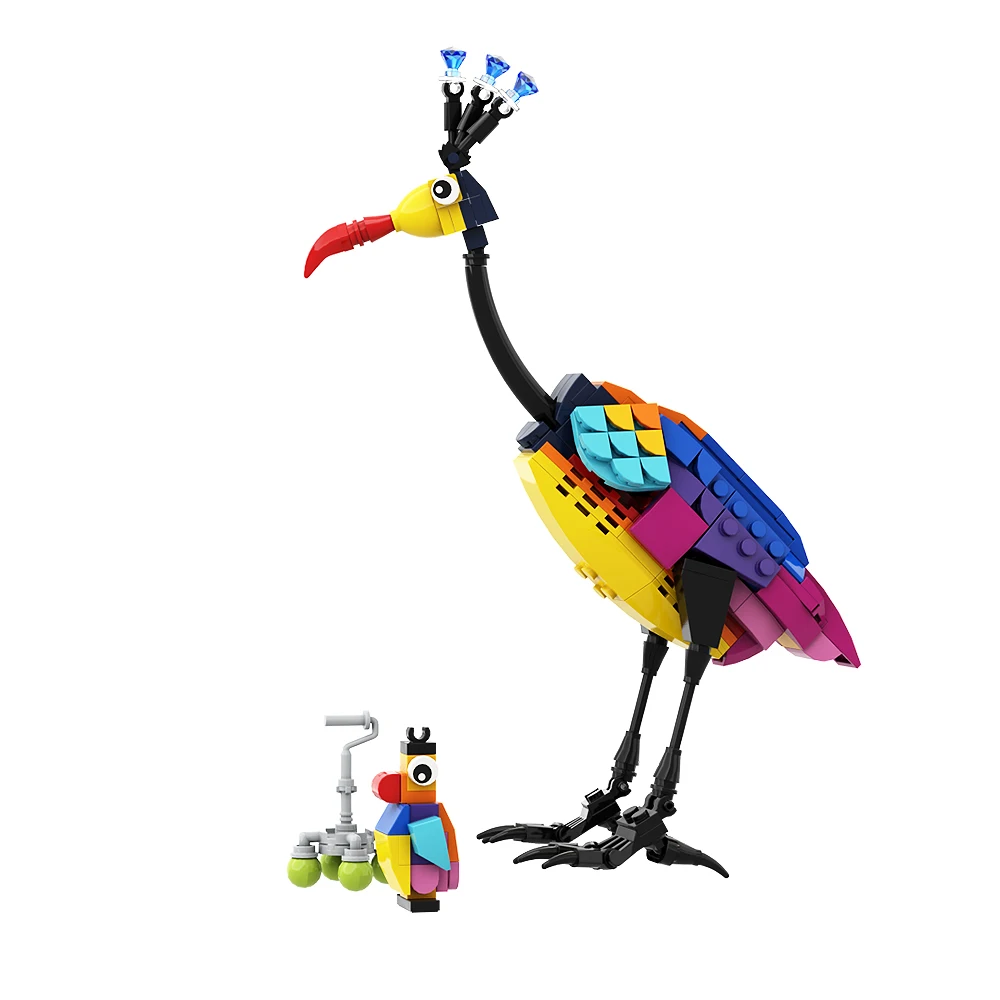 Gobricks MOC Up Kevin The Bird Peluche Building Block Educational DIY Toys Flying Balloon House Model For Kid Birthday Gift