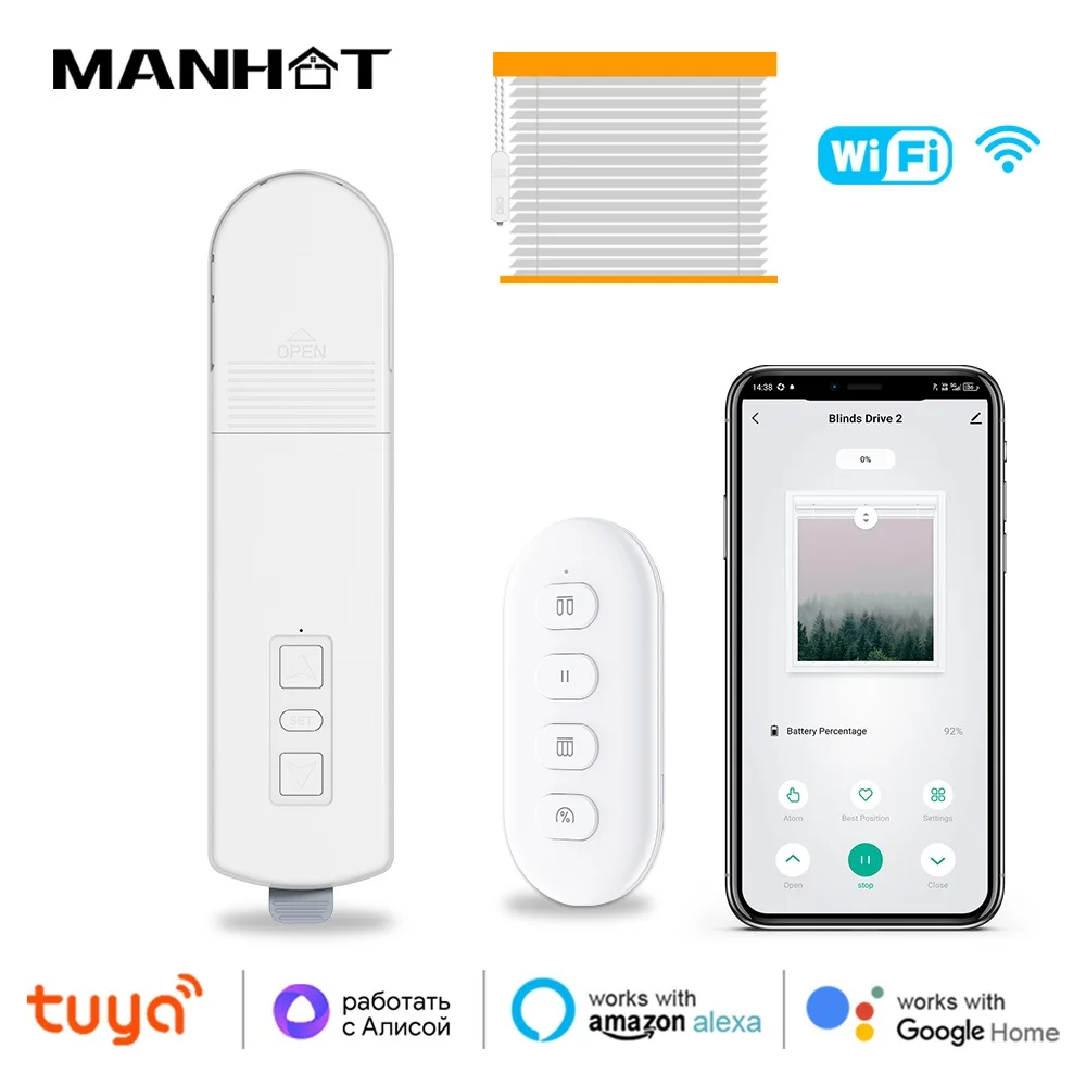 Tuya WiFi 스마트 전기 셔터 롤러 블라인드 커튼 모터, Bluetooth 원격 음성 제어 기능 Alexa Google 홈 작동