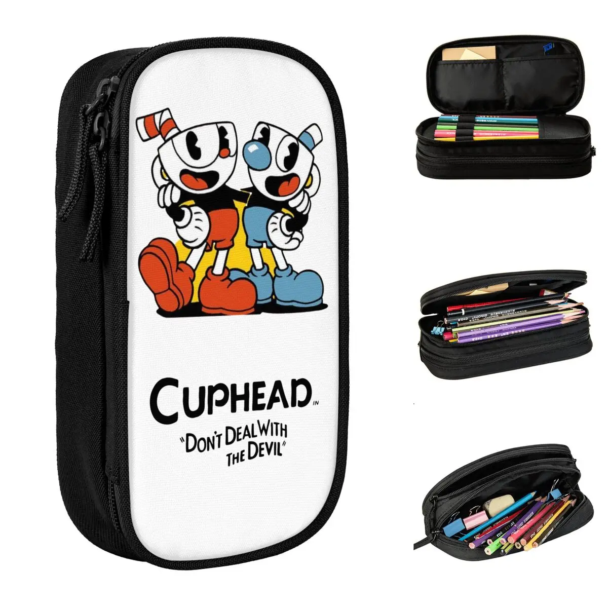 

CUPHEAD Don't Deal With Devil Video Game Pencil Cases Fun Mugman Pen Box Bag Kids Large Storage School Supplies Pencilcases