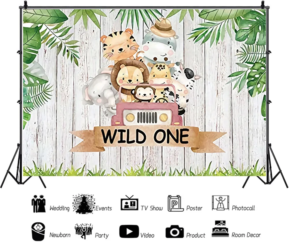 

SHENGYONGBAO Newborn Baby 1st Birthday Party Photography Backdrops Jungle Animal Elephant Background Photo Studio Props MM-1006