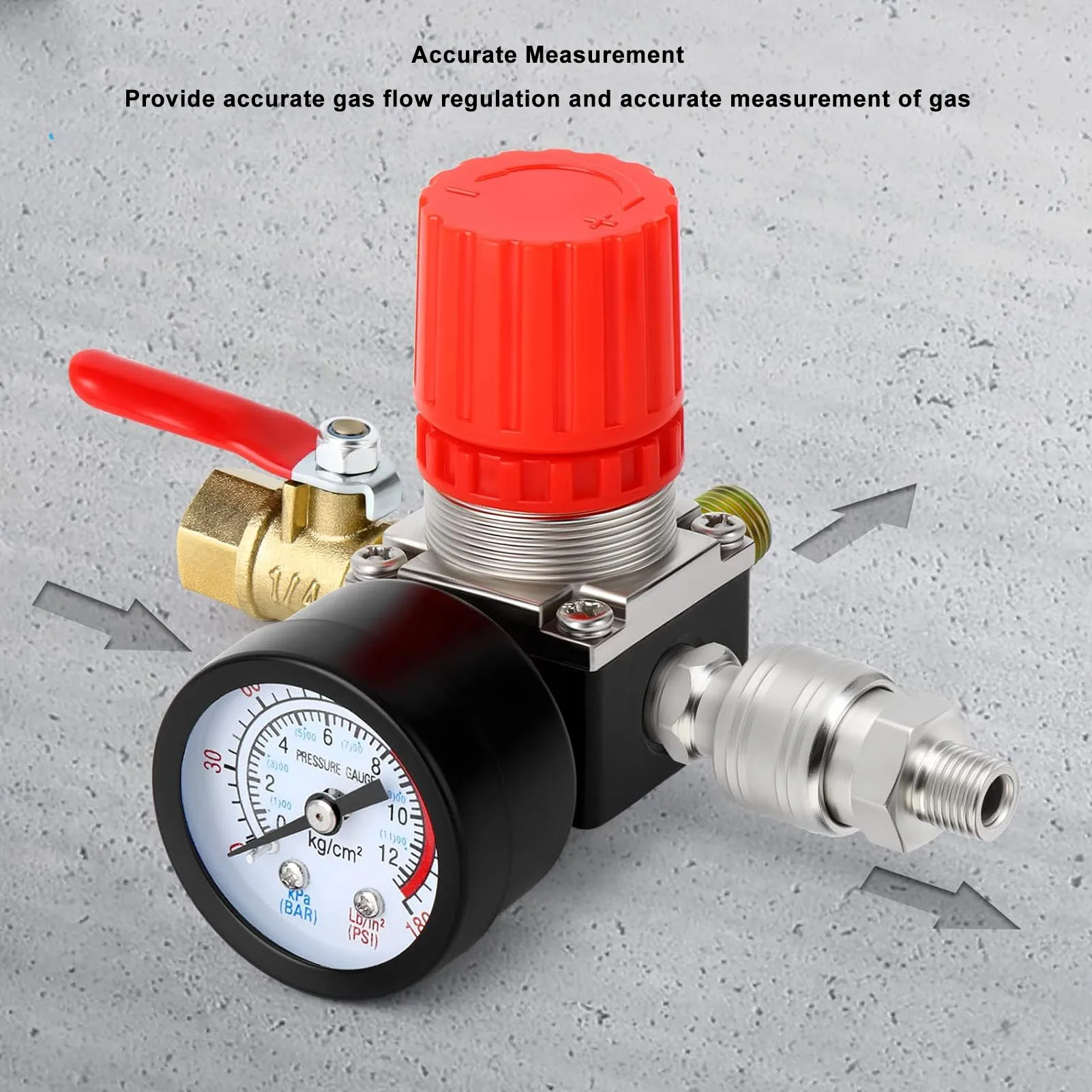 Air Compressor Regulator 4 Holes 0 to 180PSI European Air Compressor Pressure Regulator Guage