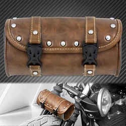 Durable PU Leather Motorcycle Saddle Bags with Tool and Tail Storage (Bag C)