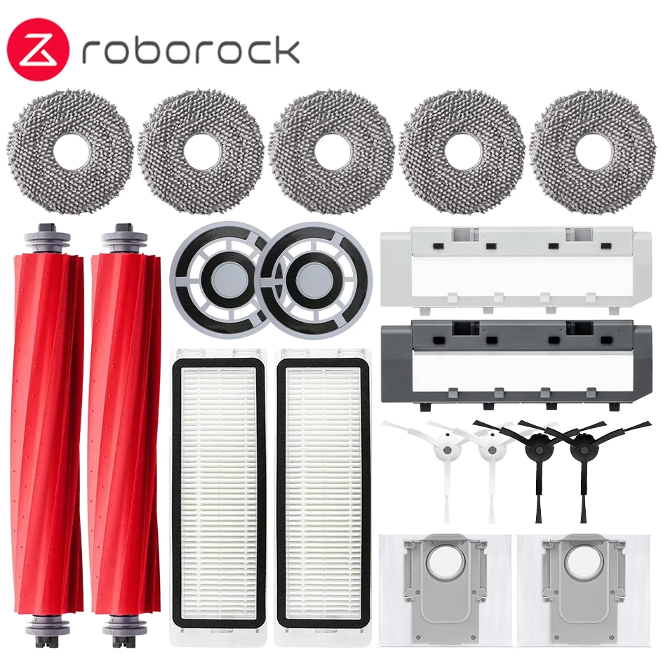 Robotic Vacuum Cleaner Accessory Kit: Main Side Brush, HEPA Filter, Mop Cloths, Dust Bag Replacement Set