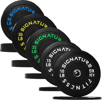 Strength Training & Weightlifting, Cast Iron Bumper Plates, Green, Multiple Options including Sets with Barbell 1