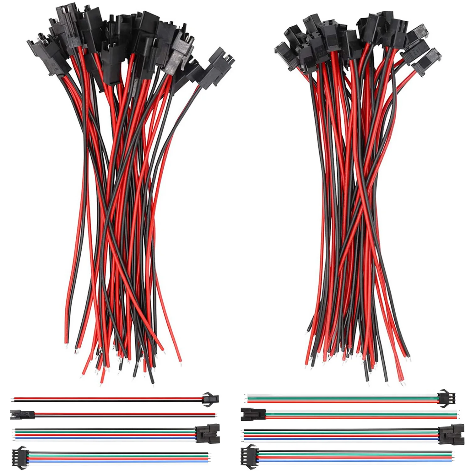 Description Picture 2 of item20/40PCS LED Extension Connector Cable Wires Electric Male Female Wire For 3528 5050 RGB RGBW LED Strip Lights , 2/3/4/5Pin