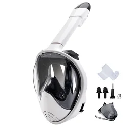 Enhanced Full Face Snorkel Mask with Wide View and Anti - Fog Features - L/XL (BlackWhite)