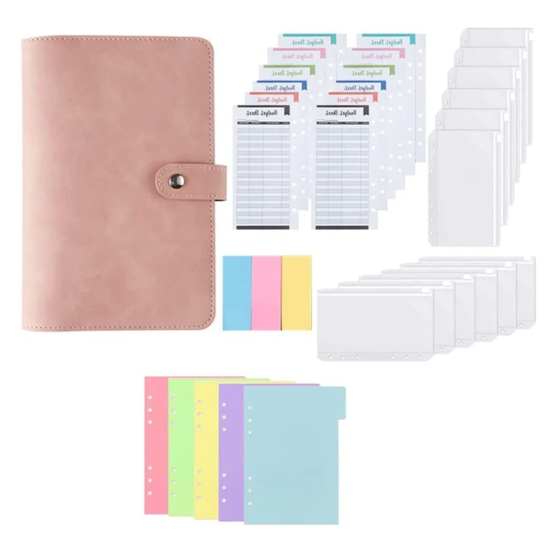 A6 Cash Envelopes For Budgeting - PU Leather Money Budget Binder Planner , Separation Paper And Stickers