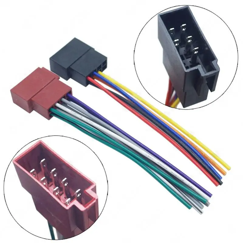 2Pcs Universal Car Radio Wiring Harness Plug Cable Auto Stereo Adapter Wiring Connector Equipment J60F