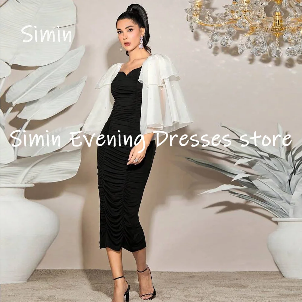 

Simin Satin Mermaid Sweetheart Populer Formal Prom Gown Ruffle Tea-length Evening Elegant Party dresses for women 2023