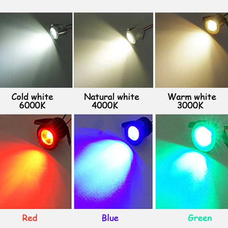 LED Spotlight Miniature Lights 4/10pcs 1W 3W Mini LED Spotlight 110V220V 12V 20mm Cutout Recessed Downlight Ceiling Lamp Showcase Display Indoor Lighting