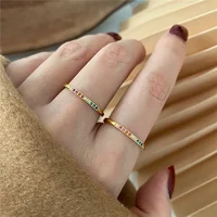 2PCS/Set Stainless Steel Rainbow Color Cubic Zircon Stone Finger Rings for Women INS Gold Color Waterproof Stars Ring Jewelry - Image 6