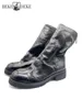 Back zipper Design Men Genuine Leather Short Boots Punk Vintage Casual Platform High Top Shoes Handmade Gothic Motorcycle Boots