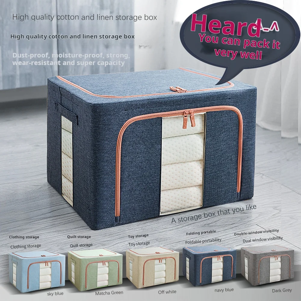 CottonandLinenFabricClothesStorageBoxSteelFrameFoldable