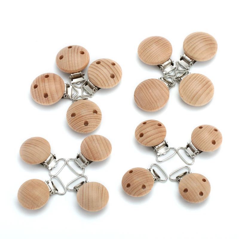 Pacifier Chain Pacifier Clip Pacifier Accessories Teether Clip 10Pcs 30/35mm Beech Wooden Pacifier Clip Metal Soother Clasp for Baby Teether Nursing Accessories Chewable Teething Dummy Chain