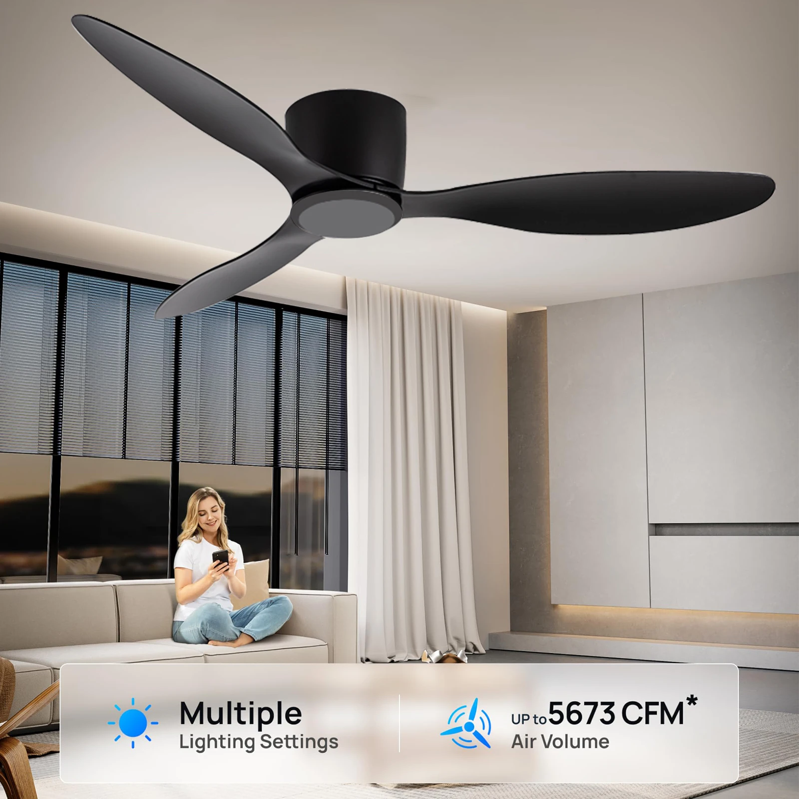 IRALAN Modern Ceiling Fan Without Lights DC Motor 6 Speeds Timing Fans 20CM Low Floor Loft Remote Control Lux&vitae Fan 2