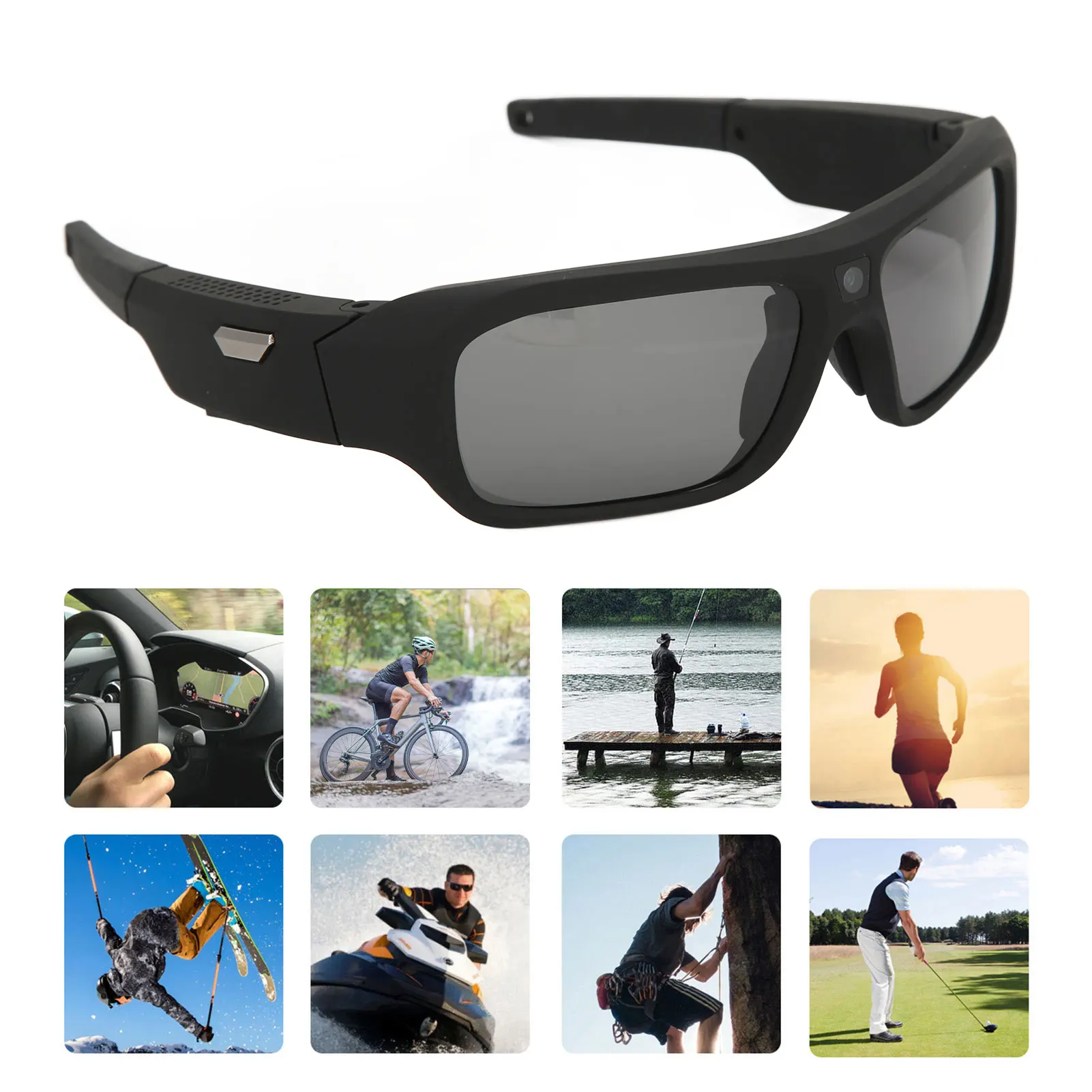 Camera Glasses 4K HD Smart Video Recording Sunglasses with 4 Pairs of Lenses for Hiking Cycling Riding Video Camera Sunglasses 3