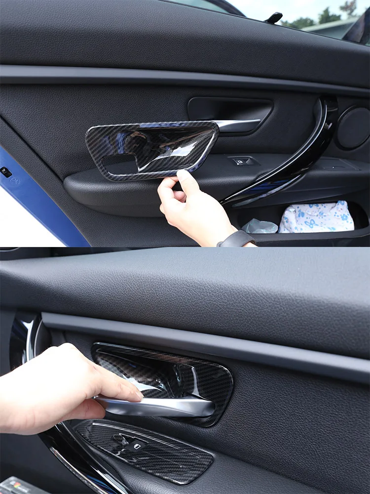 Carbon Fiber ABS Plasti Innen Türgriff Schüssel Abdeckung Trim Für BMW 3 4 Serie F30 F32 F35 2013-2018 auto Zubehör – Detail 2