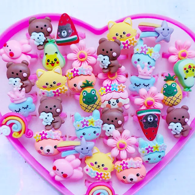 12 Anelli Regolabili Per Bambine - Gioielli Principessa Con Scatola A Cuore Per Feste E Gioco - Foto 2