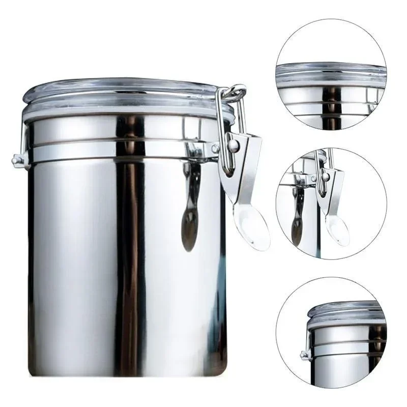 1PC Storage Bottles Stainless Steel Sealed Canister Coffee Flour Sugar Container Holder Can Home Storage Food Storage Containers