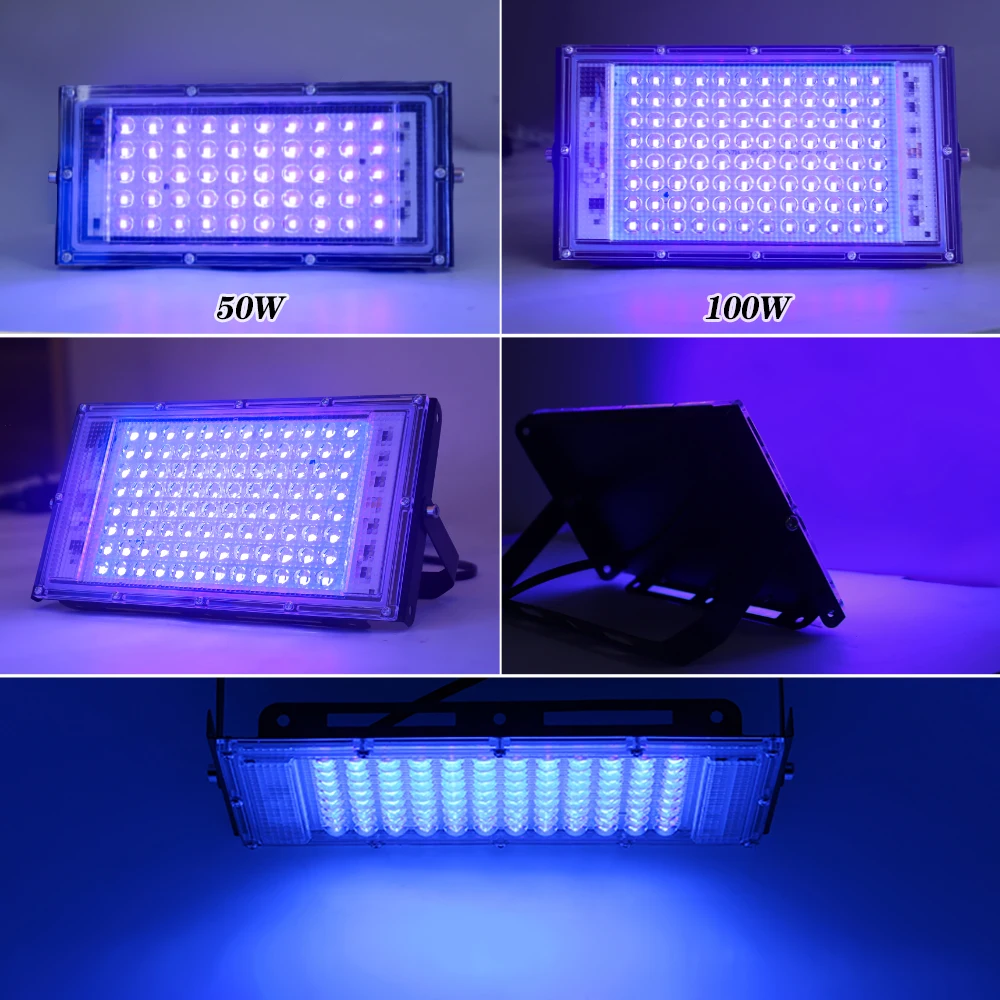 Led UV Floodlight 395nm 400nm 220V Waterproof Ultravilet Lamp 50W 100W 150W LED Stage Blacklight DJ Disco Party Stage Backlight