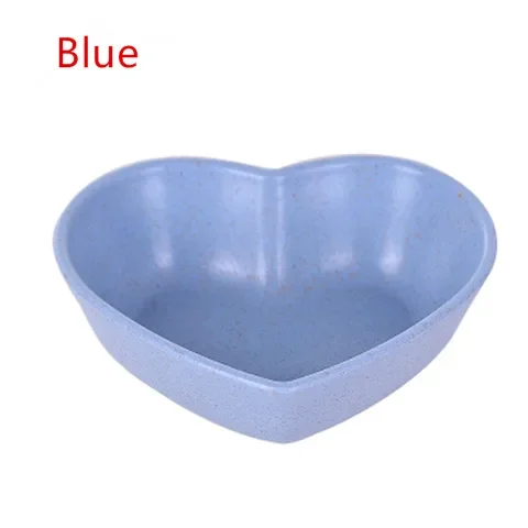 

1pcs Small Plate Kitchen Supplies Cute Love Heart Shape Wheat Straw Bowl Vinegar Seasoning Solid Soybean Dish Sauce Salt Snack