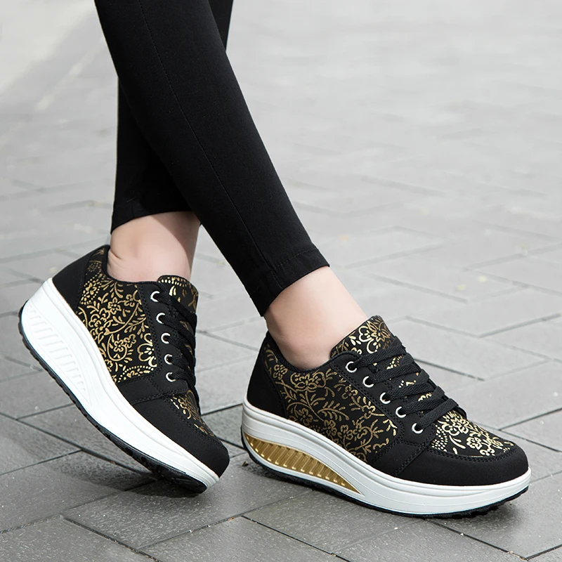women sports shoes Red Height Increasing Sports Women Sneakers Big 42 Toning Wedge Slimming Fitness Swing Female Platform Dance Shoe