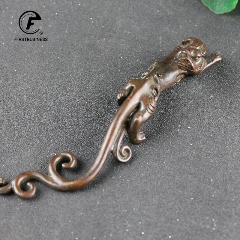 Antique Copper Dragon Beast Statue Pen Holder Desk Ornament Home Decoration Craft Accessories Retro Brass Zodiac Animal Figurine 6