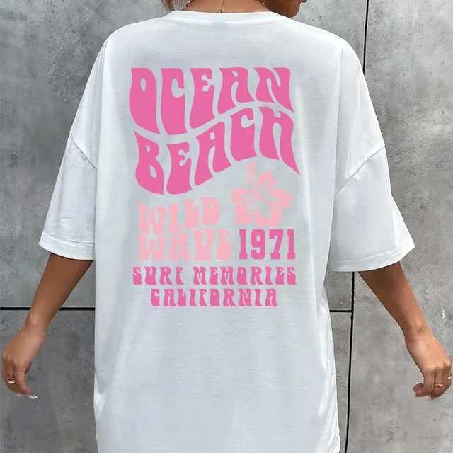 Fredag intellektuel hvede Ocean Beach Women Back Print Oversized T Shirts 2023 Summer Vacation Shirt  Trendy Fashion Vsco Girl Aesthetic T-shirts Clothes - AliExpress