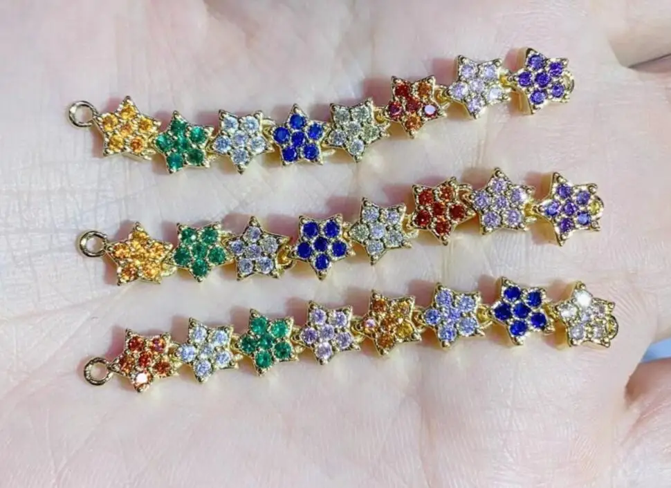 

1pcs 8color flowers Gold Plated Zircon Necklace Connectors for Jewelry Making Double Hole Findings bracelet Diy df3az