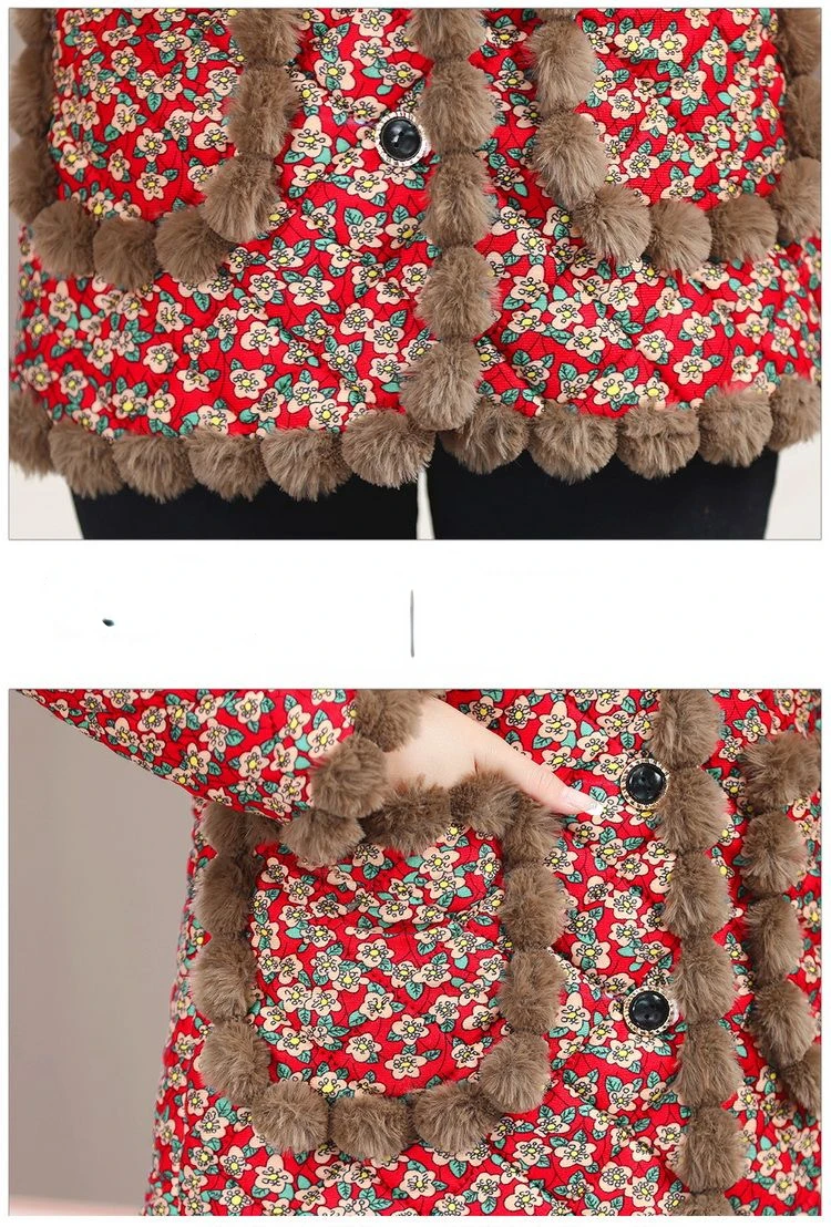 Women's Coat Cotton Jacket Padded Thickened New Winter Middle-aged Warm Parkas Large Size Fashion Single-breasted Raw Edge