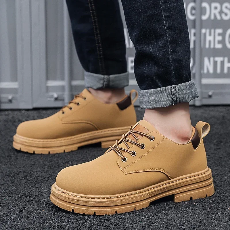 

Men's Tooling Shoes Round Toe Comfortable Designed Ankle Boot Anti-wear Anti-slip Outdoor Personality Male Biker Casual Shoes