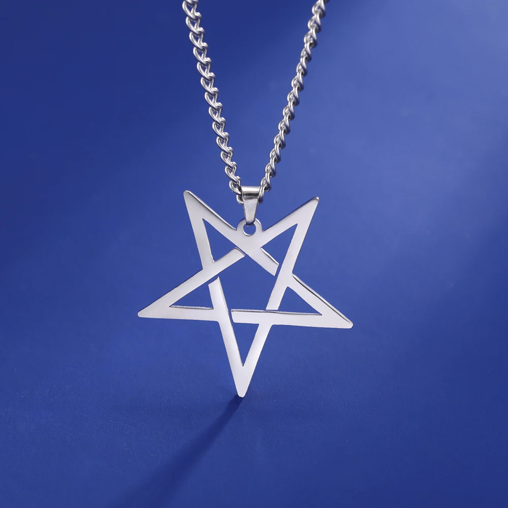 EUEAVAN 5pcs Inverted Pentagram Pentacle Stainless Steel Charms