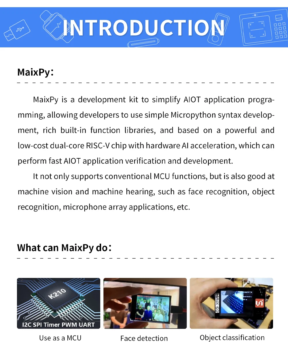 Sipeed Maix Bit AI + loT Development Board Kendryte K210 64bit RISC-V Dual Core