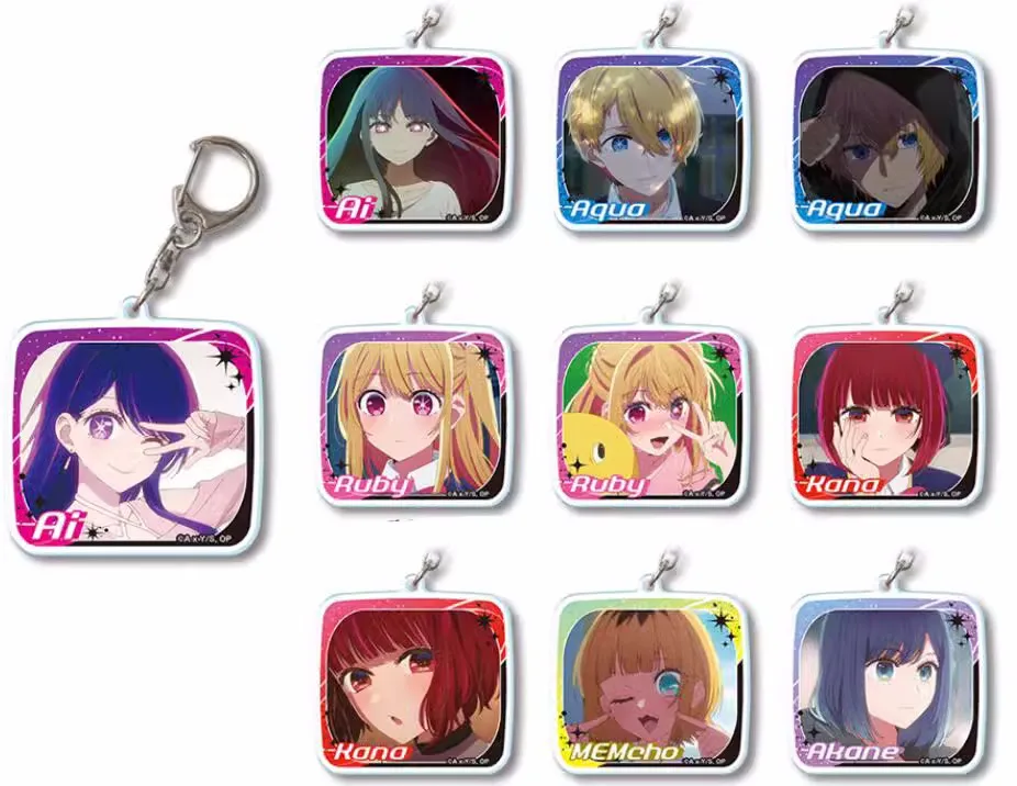 

Anime OSHI NO KO Hoshino Ai Akua Hoshino Rubii Kana Cosplay PVC Figure Pendant Keychain Keyring Figure Kids Toy a5359
