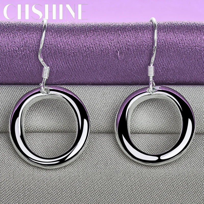 CHSHINE 925 Sterling Silver Circle Earrings For Women Wedding Engagement Fashion Charm Jewelry