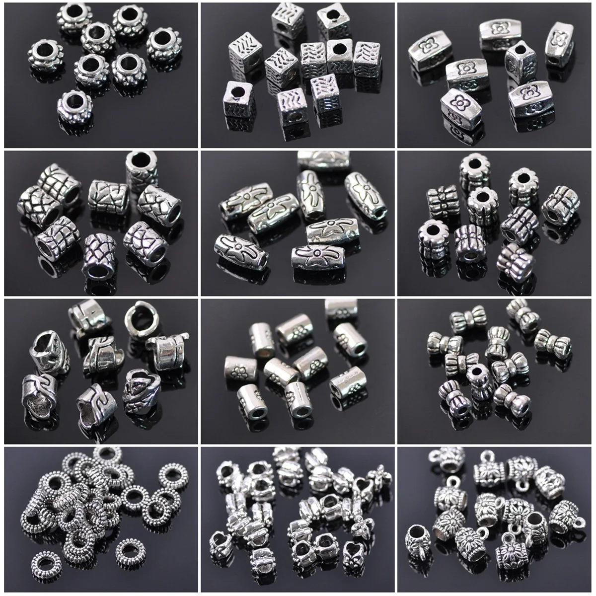 50pcs Tibetan Silver Color Metal Alloy Loose Crafts Beads lot for DIY Earring Necklace Bracelet Jewelry Making Findings