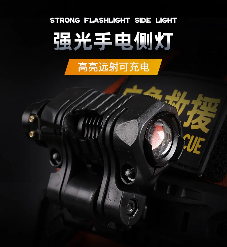 Notfallrettung Roter Fiberglashelm Jagd Taktischer Schutzhelm / Scheinwerfer Taschenlampe Klemmbrille – Detail 6