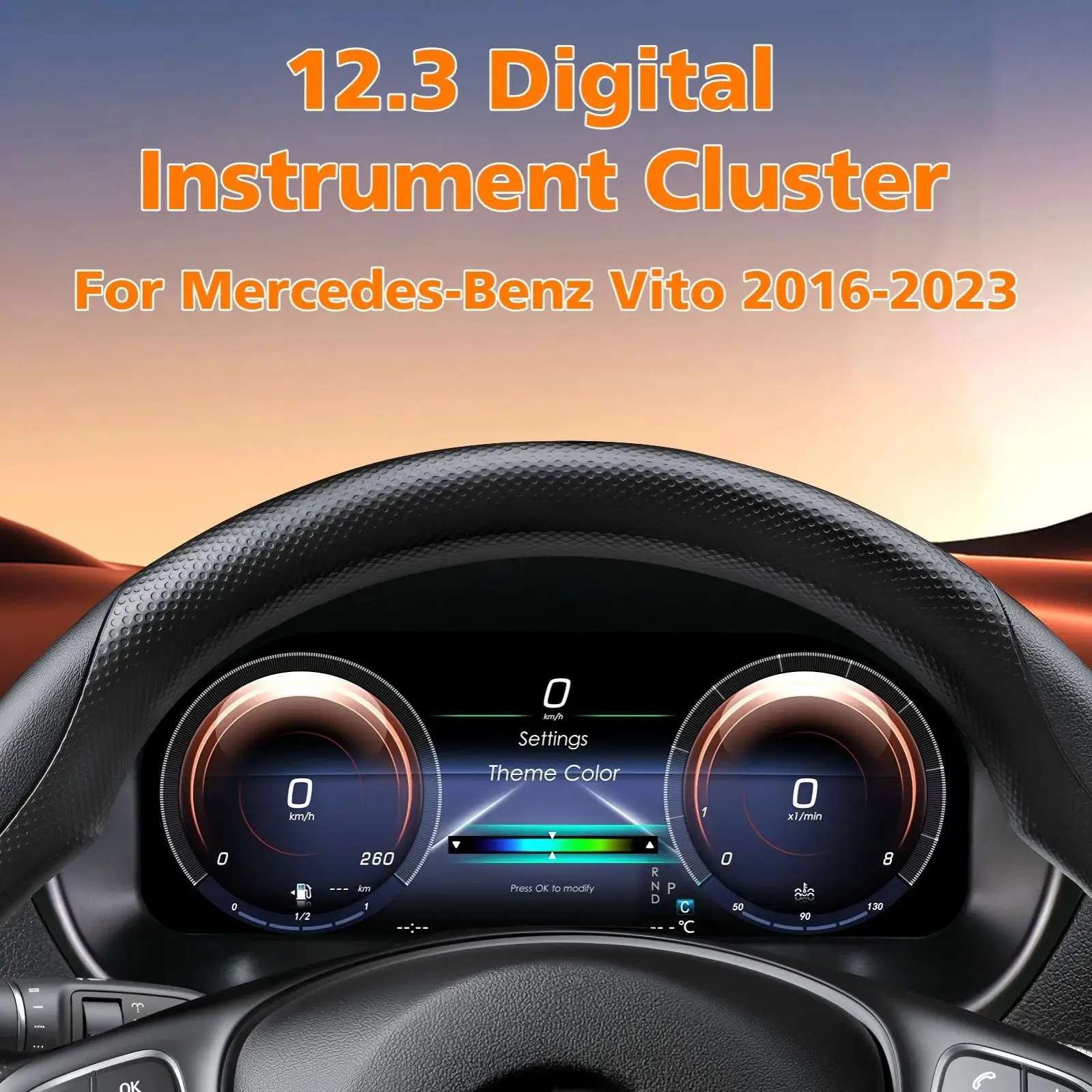 Panel de Instrumentos Digital LCD de 12.3 Pulgadas para Mercedes-Benz Vito 2016-2023, Android Auto, Carplay, Cabina Virtual 1