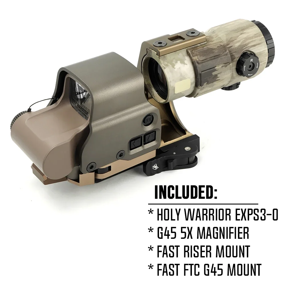 Holy Warrior EXPS3-0 Red Dot Sight with G45 5X Magnifier with Fast