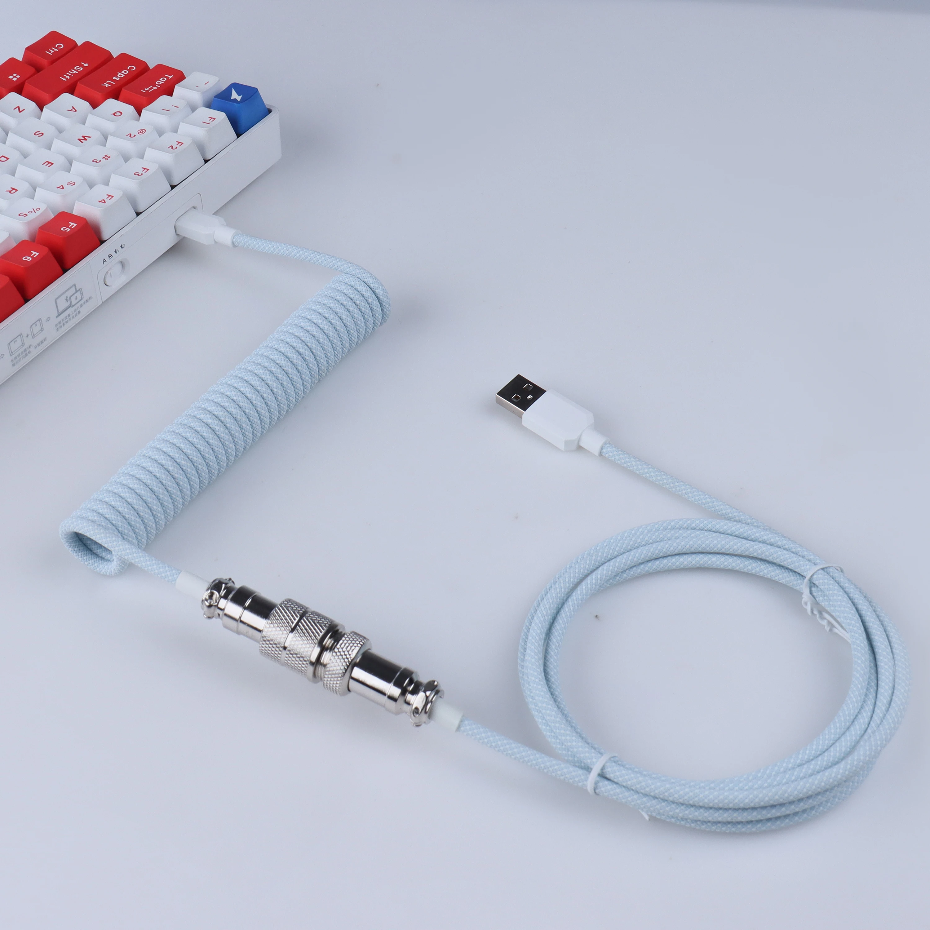 Lano-espiral Teclado Gaming Mecânica Usb c Colorido Cabo Coil Aviator Connector Teclado Enrolado Aviação Cabo Gx16 Mais Novo - Imagem 3