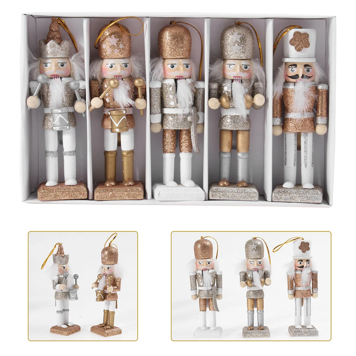 

Christmas Wooden Doll home decor Christmas Nutcracker Doll Pendant Creative Glittering Powder Doll Ornament for navidad