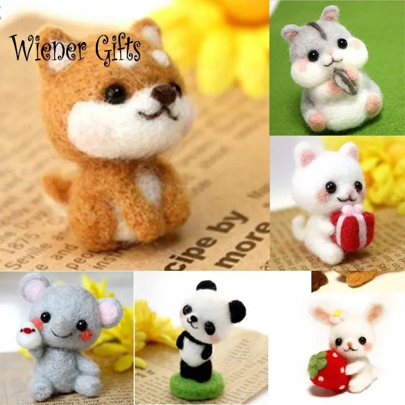 

Non-Finished Felt Kit Cute Animal Collection Panda Squirrel Cat Turtle Doll Wool Felt Poked Kitting DIY Felting Materials