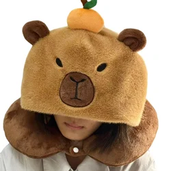Kawaii Capybara Plush Neck Pillow - Cute Cartoon Animal with Hat, Perfect - One size (Capybara U shape PL)
