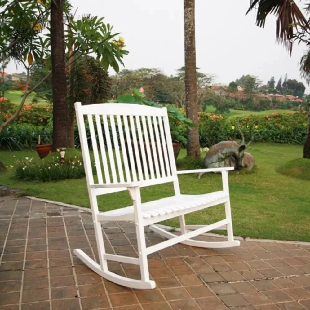 Outdoor 2Person Double Rocking Chair, White