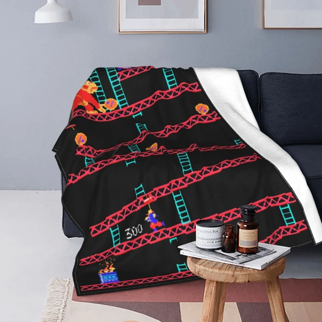 Donkey Kong Blanket Arcade Game Collage Vintage Retro Plush, 46 OFF