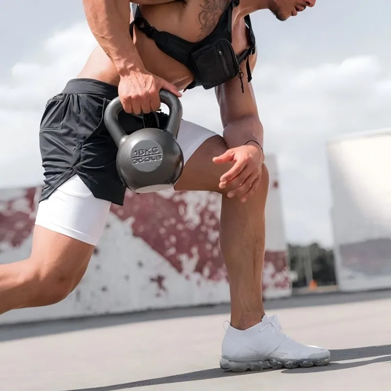 M-4XL European Men's Sports Summer New 2 In 1 Beach Double Layer Mobile Phone Pants Gym Exercise Jogging Training Shorts
